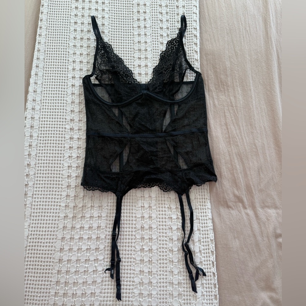Victoria's‎ Secret Black Mesh Cutout Corset Size M